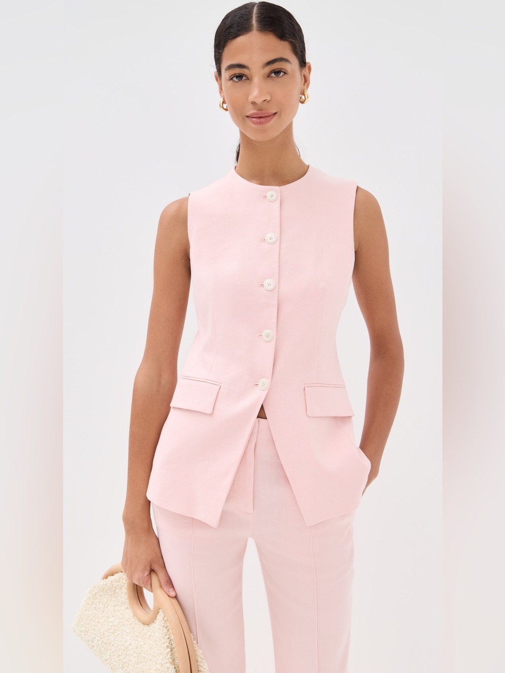VERONICA BEARD Lois Linen Vest Top in Pinkshell Size 8